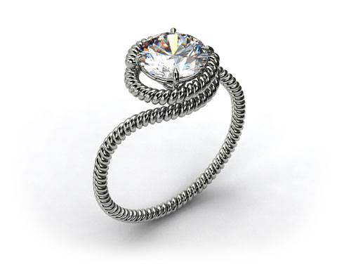 18k White Gold Solitaire Wrapped AE135 by Danhov Designer Engagement Ring
